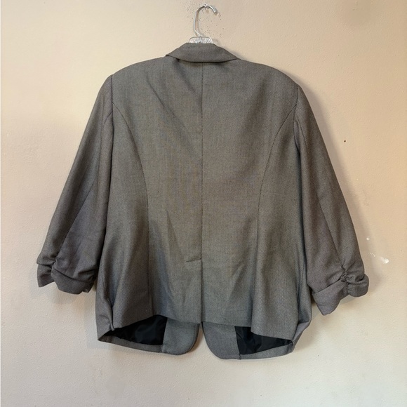 Y2K Grey Cropped Blazer Scrunch Sleeve Officecore YeSt US 12 - Picture 2 of 10